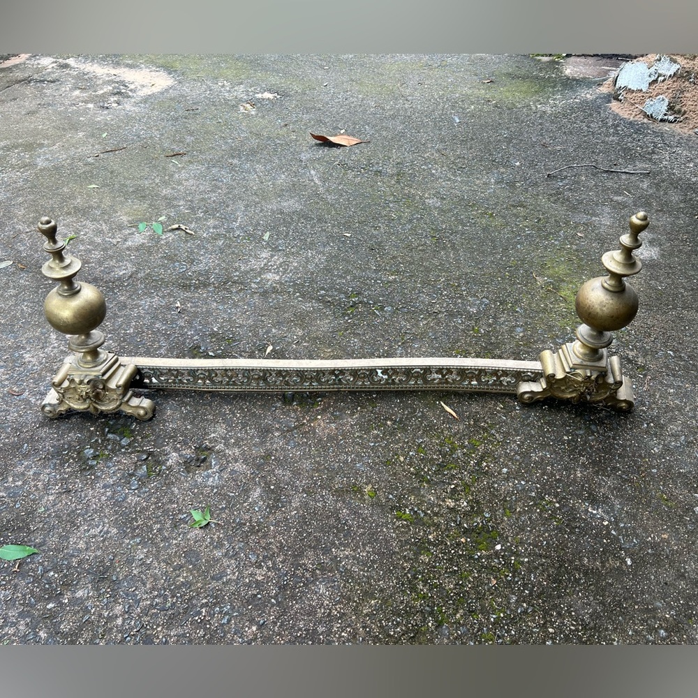 19th century Louis the 14th Antique French bronze fender for fireplace